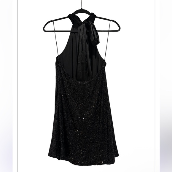 NWT Ramy Brook Black Sequin Halter Dress - Picture 4 of 7